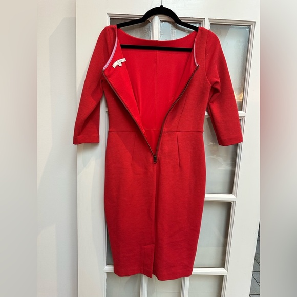 BODEN Aurelia Ottoman Holiday Dress Women’s 6P Petite Red Ribbed Lined Career - Picture 6 of 13